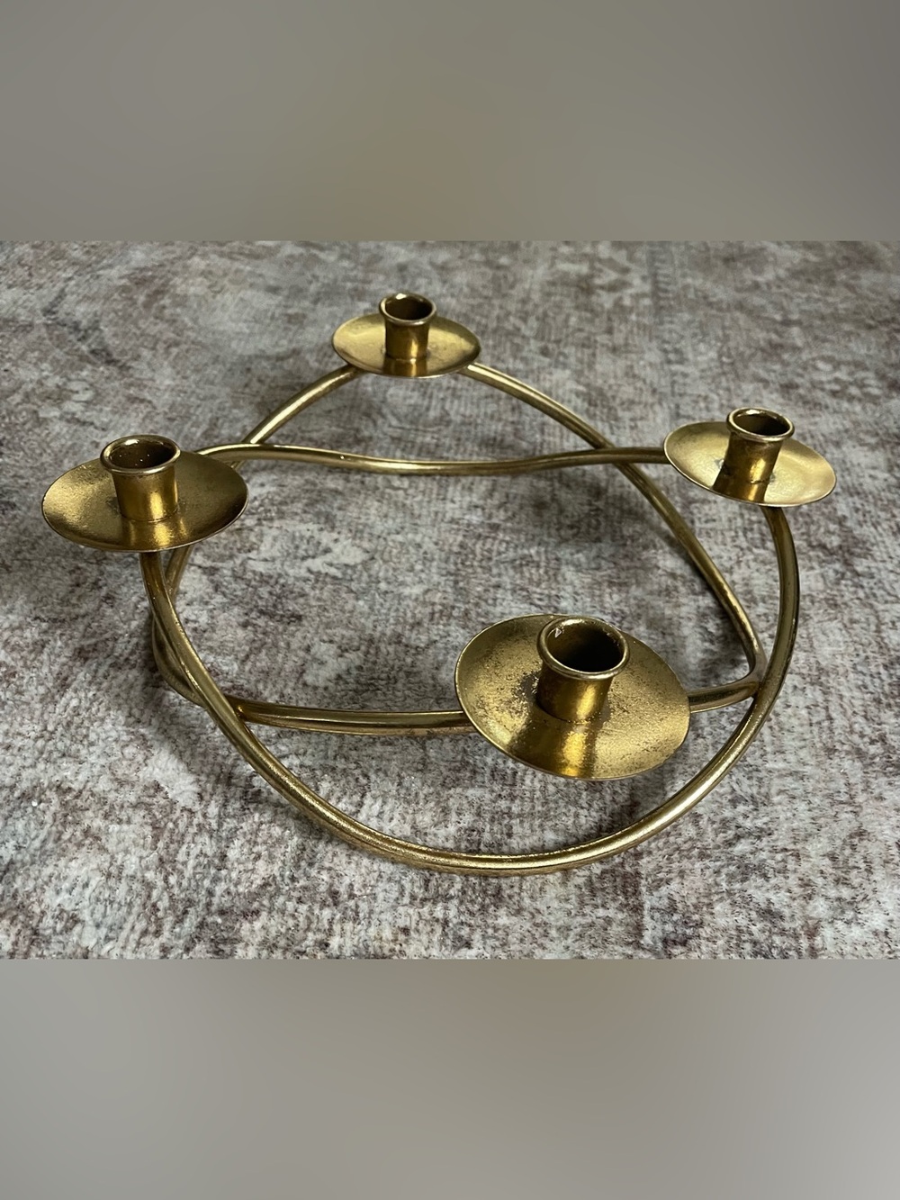 VTG PartyLite Quartet Candelabra 4 Taper Candle Holder Brass Plated MCM Wreath